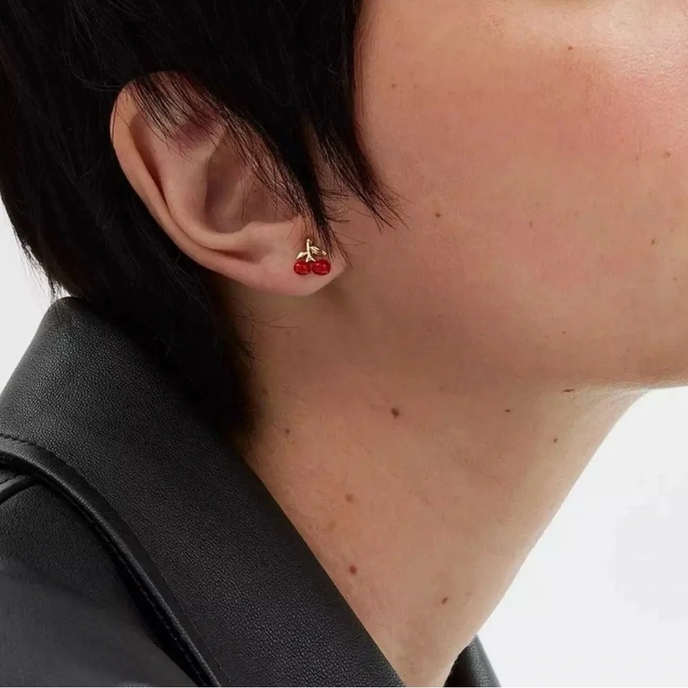 🍒 Coach Red Cherry Stud Earrings - Picture 2 of 5